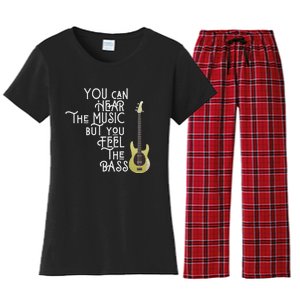 Bass Player You Can Hear The Music But You Feel The Bass Women's Flannel Pajama Set