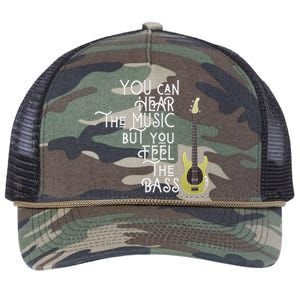 Bass Player You Can Hear The Music But You Feel The Bass Retro Rope Trucker Hat Cap