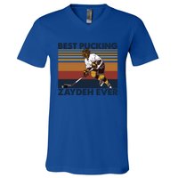 Best Pucking Zaydeh Ever Funny Hockey Grandpa Saying Meaningful Gift V-Neck T-Shirt