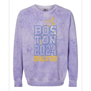 Boston Qualified 2024 Annual Race Women Colorblast Crewneck Sweatshirt