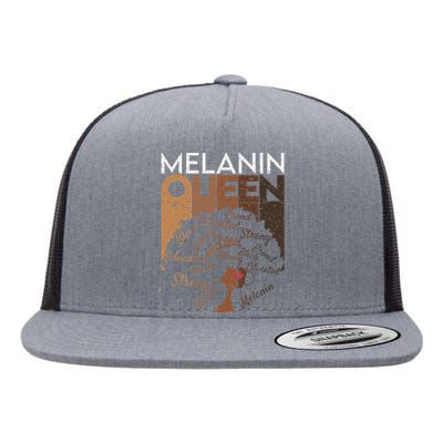 Black Queen Afro Melanin Dripping Art Black History Flat Bill Trucker Hat