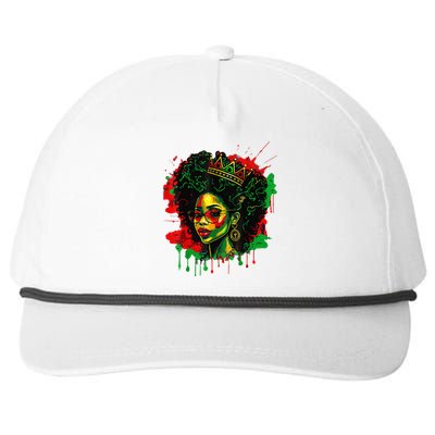 Black Queen Afro Melanin Dripping Art Black History Month Snapback Five-Panel Rope Hat