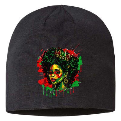 Black Queen Afro Melanin Dripping Art Black History Month Sustainable Beanie