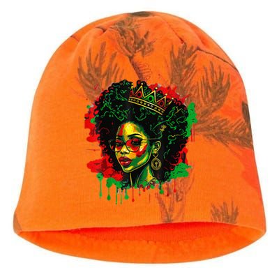 Black Queen Afro Melanin Dripping Art Black History Month Kati - Camo Knit Beanie