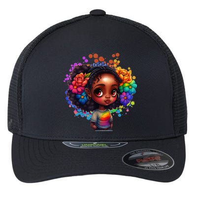 Black Queen Afro Melanin Dripping Art Black History Month Flexfit Unipanel Trucker Cap