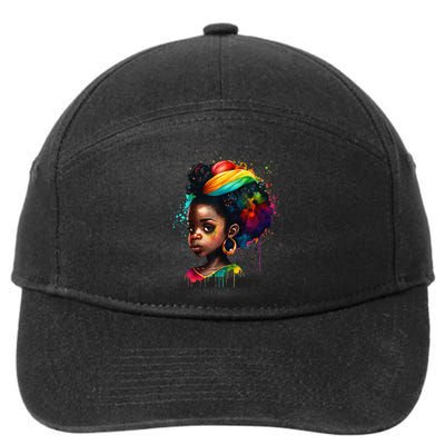 Black Queen Afro Melanin Dripping Art Black History Month 7-Panel Snapback Hat