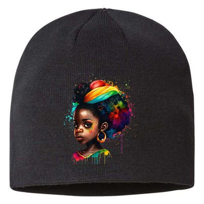 Black Queen Afro Melanin Dripping Art Black History Month Sustainable Beanie