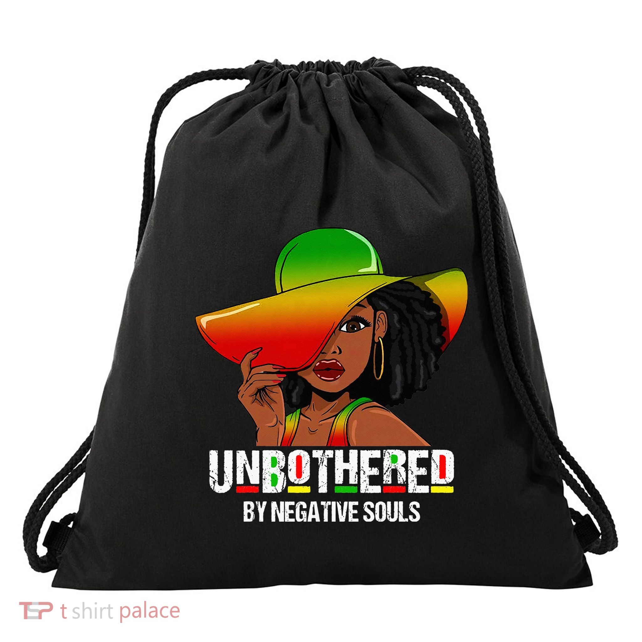 Black Queen African American Ladies Curly Natural Afro Drawstring Bag