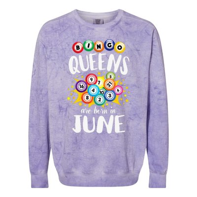 Bingo Queens Are Born In June Bingo Lover Player Colorblast Crewneck Sweatshirt