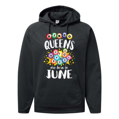 Bingo Queens Are Born In June Bingo Lover Player Performance Fleece Hoodie