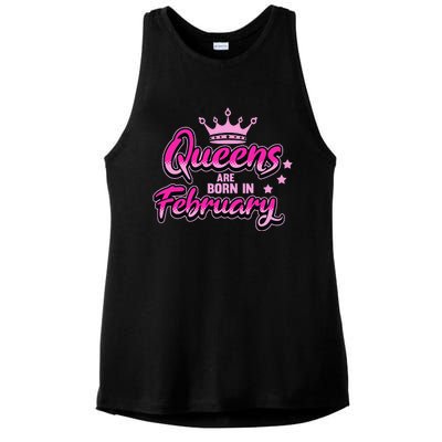 Birthday Queens Are Born In February Black Wo Ladies PosiCharge Tri-Blend Wicking Tank