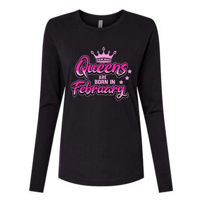 Birthday Queens Are Born In February Black Wo Womens Cotton Relaxed Long Sleeve T-Shirt