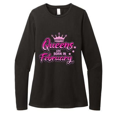 Birthday Queens Are Born In February Black Wo Womens CVC Long Sleeve Shirt