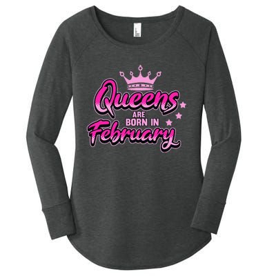 Birthday Queens Are Born In February Black Wo Women's Perfect Tri Tunic Long Sleeve Shirt