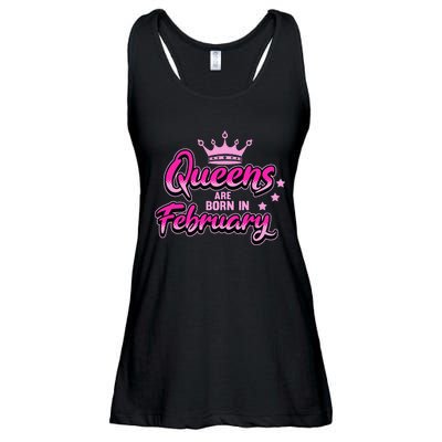 Birthday Queens Are Born In February Black Wo Ladies Essential Flowy Tank