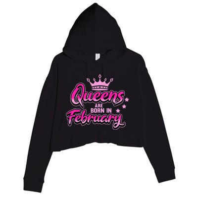 Birthday Queens Are Born In February Black Wo Crop Fleece Hoodie