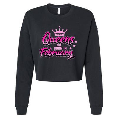 Birthday Queens Are Born In February Black Wo Cropped Pullover Crew