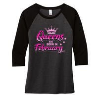 Birthday Queens Are Born In February Black Wo Women's Tri-Blend 3/4-Sleeve Raglan Shirt