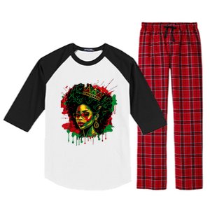 Black Queen Afro Melanin Woman Dripping Art Black History Raglan Sleeve Pajama Set