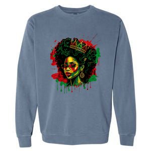 Black Queen Afro Melanin Woman Dripping Art Black History Garment-Dyed Sweatshirt