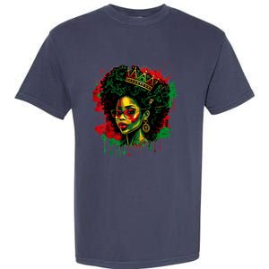 Black Queen Afro Melanin Woman Dripping Art Black History Garment-Dyed Heavyweight T-Shirt