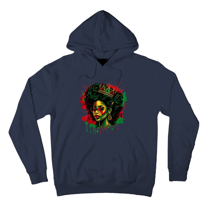 Black Queen Afro Melanin Woman Dripping Art Black History Hoodie