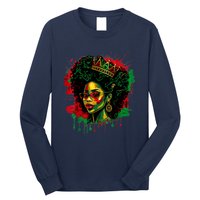 Black Queen Afro Melanin Woman Dripping Art Black History Long Sleeve Shirt