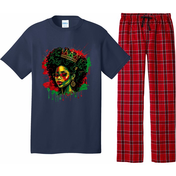 Black Queen Afro Melanin Woman Dripping Art Black History Pajama Set