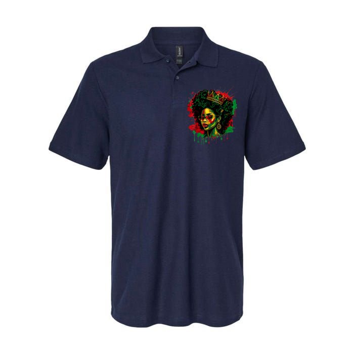 Black Queen Afro Melanin Woman Dripping Art Black History Softstyle Adult Sport Polo