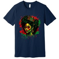 Black Queen Afro Melanin Woman Dripping Art Black History Premium T-Shirt