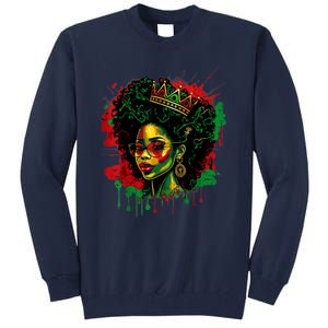 Black Queen Afro Melanin Woman Dripping Art Black History Tall Sweatshirt