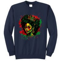 Black Queen Afro Melanin Woman Dripping Art Black History Tall Sweatshirt