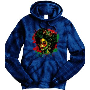 Black Queen Afro Melanin Woman Dripping Art Black History Tie Dye Hoodie