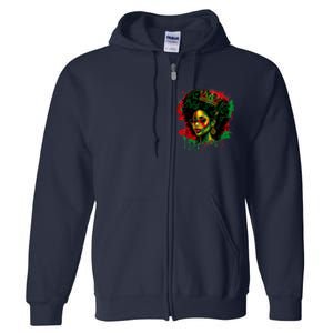 Black Queen Afro Melanin Woman Dripping Art Black History Full Zip Hoodie