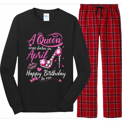 Black Queens are Born in April Wo Birthday Gift Long Sleeve Pajama Set