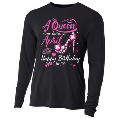 Black Queens are Born in April Wo Birthday Gift Cooling Performance Long Sleeve Crew