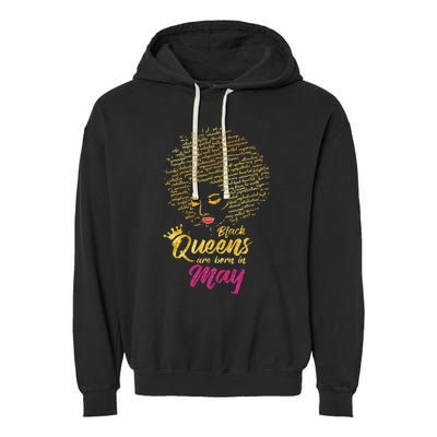 Black Queens Are Born In May Birthday for Wo Garment-Dyed Fleece Hoodie