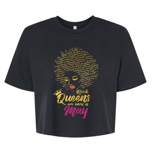 Black Queens Are Born In May Birthday for Wo Bella+Canvas Jersey Crop Tee