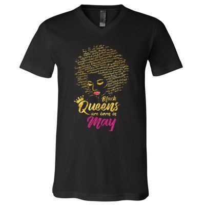 Black Queens Are Born In May Birthday for Wo V-Neck T-Shirt