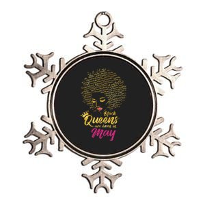 Black Queens Are Born In May Birthday for Wo Metallic Star Ornament