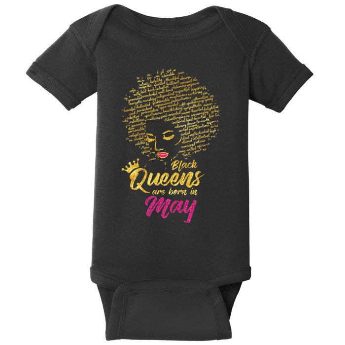 Black Queens Are Born In May Birthday for Wo Baby Bodysuit