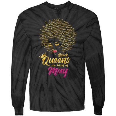 Black Queens Are Born In May Birthday for Wo Tie-Dye Long Sleeve Shirt