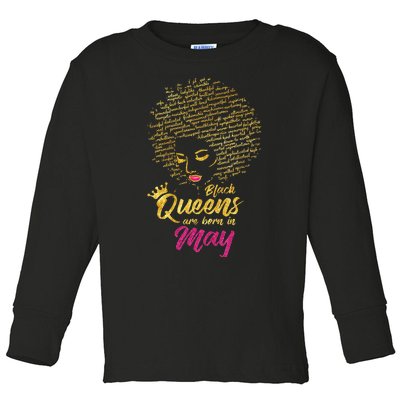 Black Queens Are Born In May Birthday for Wo Toddler Long Sleeve Shirt