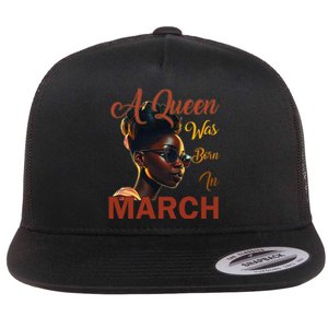 Black Queens are Born in March Birthday Gifts Wo Flat Bill Trucker Hat