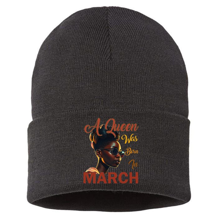 Black Queens are Born in March Birthday Gifts Wo Sustainable Knit Beanie