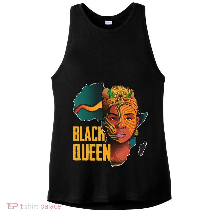 Black Queen Afro Melanin African Women Black History Ladies PosiCharge Tri-Blend Wicking Tank