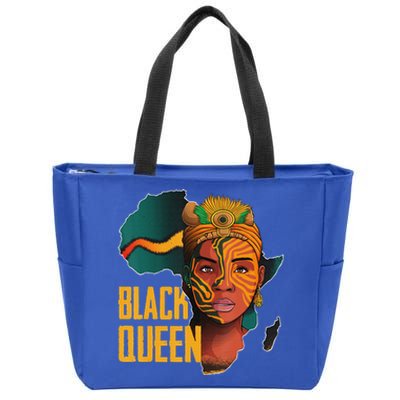 Black Queen Afro Melanin African Women Black History Zip Tote Bag