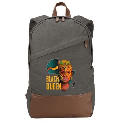 Black Queen Afro Melanin African Women Black History Cotton Canvas Backpack