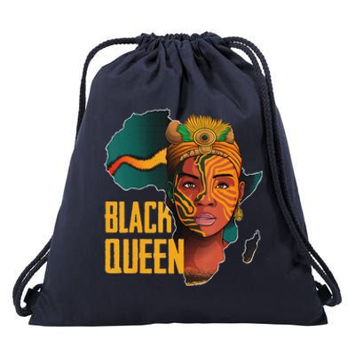 Black Queen Afro Melanin African Women Black History Drawstring Bag