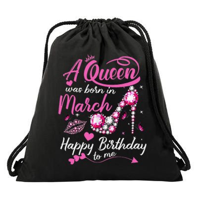 Black Queens are Born in March Wo Birthday Gift Drawstring Bag